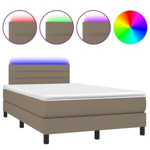 vidaXL Boxspring met matras en LED stof taupe 120x190 cm