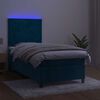 vidaXL Boxspring met matras en LED fluweel donkerblauw 80x200 cm