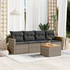 vidaXL 5-delige Loungeset met kussens poly rattan grijs