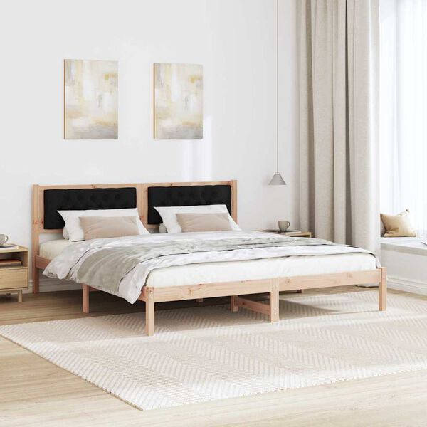 vidaXL Bedframe met hoofdeinde Zwart 160 x 200 cm Massief grenenhout