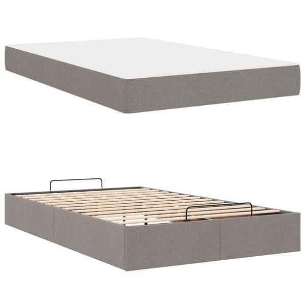 vidaXL Bedframe met matras Taupe 120 x 190 cm Stof