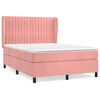 vidaXL Boxspring met matras fluweel roze 140x200 cm