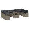 vidaXL Bankstel met kussen 11 pcs Grijs poly rattan
