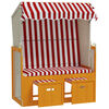 vidaXL Strandstoel met luifel poly rattan en massief hout rood en wit