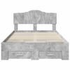 vidaXL Bedframe met hoofdeinde Beton Grijs 120 x 190 cm Bewerkt hout