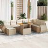 vidaXL 9-delige Loungeset met kussens poly rattan beige