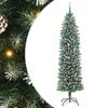 vidaXL Kunstmatige slanke kerstboom met 300 LED Groen en Wit 240 cm