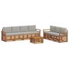 vidaXL Sofa-Sets 8 pcs Natuurlijk en Lichtgrijs Massief Acaciahout