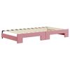 vidaXL Slaapbank onderschuifbed en matrassen 100x200 cm fluweel roze