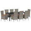 vidaXL Tuin eettafelset 9 st Grijs Gepoedercoat staal
