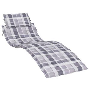 vidaXL Ligbedkussen 186x58x4 cm oxford stof ruitpatroon grijs
