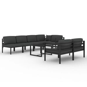 vidaXL 8-delige Loungeset met kussens aluminium antracietkleurig
