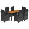 vidaXL 7-delige Tuinset met kussens poly rattan zwart
