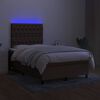 vidaXL Boxspring met matras en LED stof donkerbruin 120x190 cm