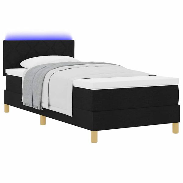 vidaXL LED Box Spring Bed met matras met LED Zwart 100 x 200 cm Stof