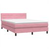 vidaXL Boxspring met matras en LED fluweel roze 160x220 cm