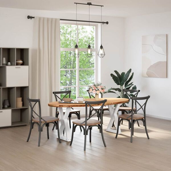 vidaXL Eettafel 200x100x74 cm ovaal massief eikenhout lichtbruin