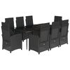 vidaXL 9-delige Tuinset poly rattan zwart