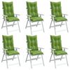 vidaXL Stoelkussens 6 st hoge rug 120x50x7 cm stof gem&ecirc;leerd groen