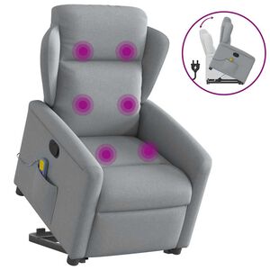 vidaXL Sta-op-massagestoel verstelbaar stof lichtgrijs