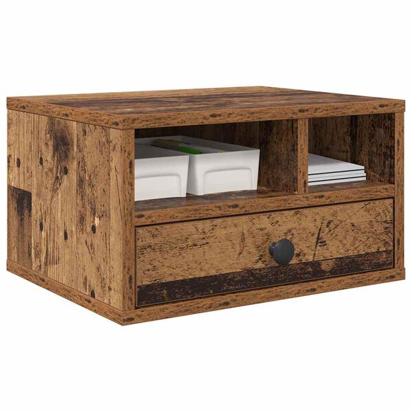 vidaXL Printerstand met lade Oud Hout 40 x 32 x 24 cm Bewerkt hout