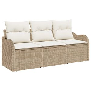 vidaXL Tuin Sofa Set met kussen met opslag 3 pcs Beige Poly riet