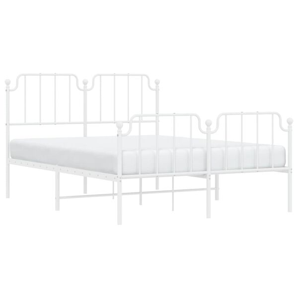 vidaXL Bedframe met hoofd- en voeteneinde metaal wit 140x200 cm
