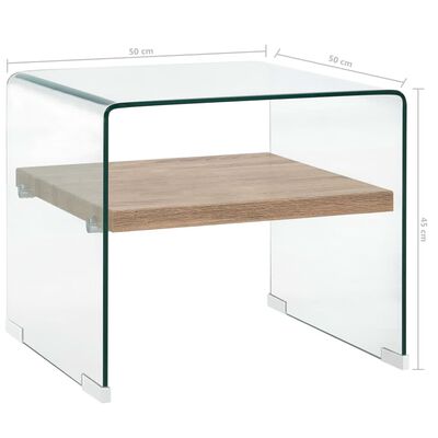 vidaXL Salontafel 50x50x45 cm gehard glas transparant