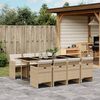 vidaXL 9-delige Tuinset met kussens poly rattan beige