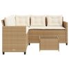 vidaXL Tuinbank met tafel en kussens L-vormig poly rattan beige