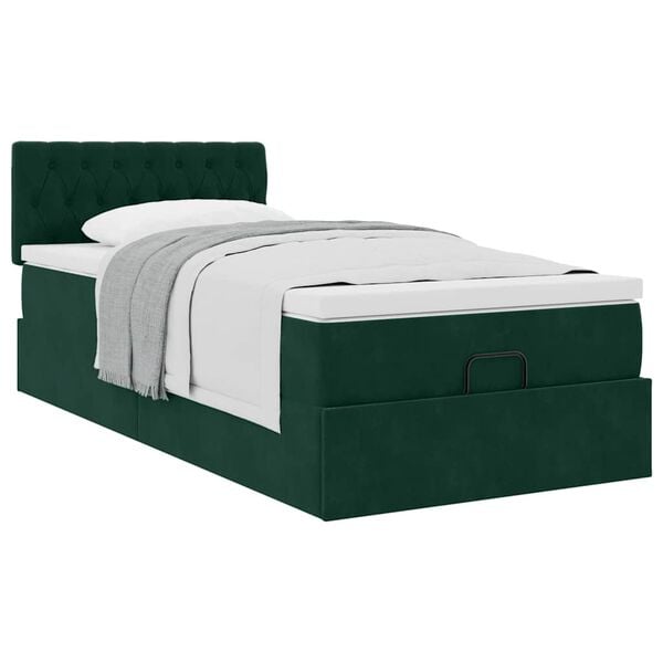 vidaXL Ottoman bed met matras 80x200cm fluweel donkergroen