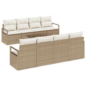 vidaXL Bankstel met kussen 7 pcs Beige en Cr&egrave;me poly rattan