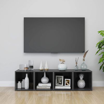 vidaXL Tv-meubelen 2 st 37x35x37 cm spaanplaat hoogglans grijs