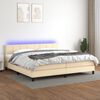 vidaXL Boxspring met matras en LED stof cr&egrave;mekleurig 200x200 cm