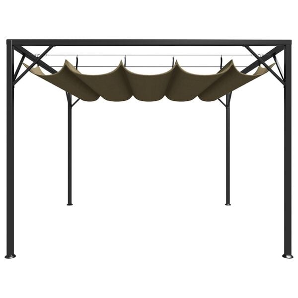 vidaXL Tuinprieel met uittrekbaar dak 180 g/m² 3x3 m taupe