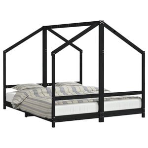 vidaXL Kinderbedframe 2x(80x200) cm massief grenenhout zwart