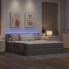 vidaXL Bed met LED-striplichten met hoofdeinde Taupe 200 x 200 cm Stof