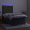 vidaXL Boxspring met matras en LED fluweel donkergrijs 90x190 cm