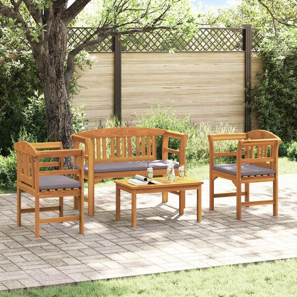vidaXL Tuinrozelounge set met kussen 4 pcs Massief Acaciahout