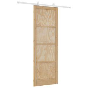 vidaXL Schuifdeur Natuurlijk en Wit 83 x 232 cm Massief grenenhout