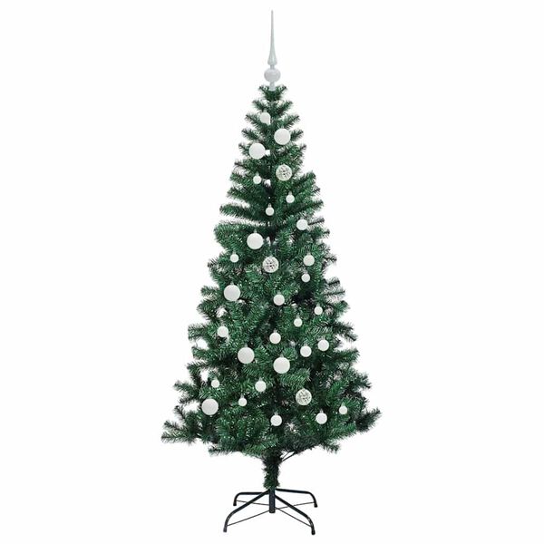 vidaXL Kunstmatig Voorverlicht Kerstboom Groen 150 cm PVC en Metaal