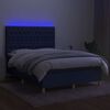 vidaXL Boxspring met matras en LED stof blauw 140x190 cm