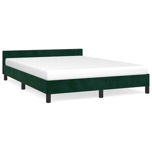 vidaXL Bedframe zonder matras 140x190 cm fluweel donkergroen