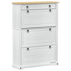 vidaXL Schoenenkast Corona Wit 99 x 32 x 138 cm Massief grenenhout