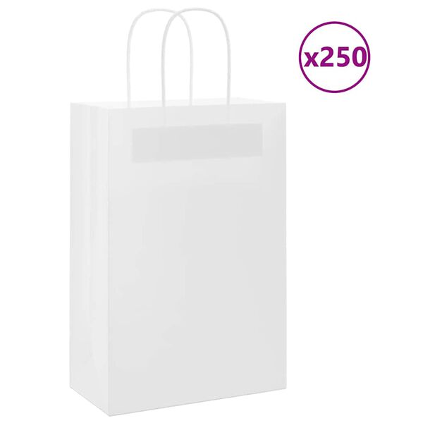 vidaXL Papieren zakjes 250 st met hengsels 21x11x31 cm wit