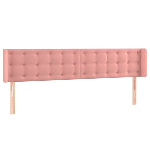 vidaXL Hoofdbord met randen 163x16x78/88 cm fluweel roze