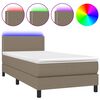 vidaXL Boxspring met matras en LED stof taupe 90x190 cm