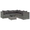 vidaXL 6-delige Loungeset met kussens poly rattan grijs