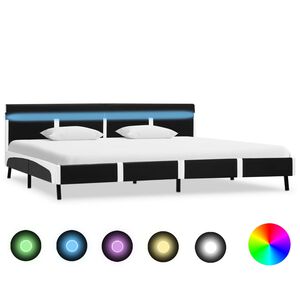 vidaXL Bedframe met LED kunstleer zwart 180x200 cm
