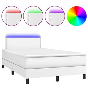 vidaXL Boxspring met matras en LED kunstleer wit 120x190 cm